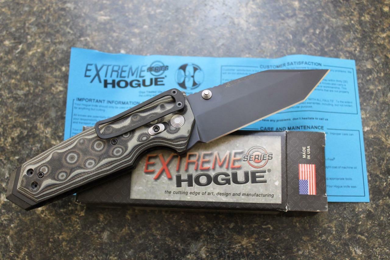 фото Нож складной туристический hogue ex-02 tanto, сталь 154cm, рукоять стеклотекстолит g-mascus®, серый/чёрный