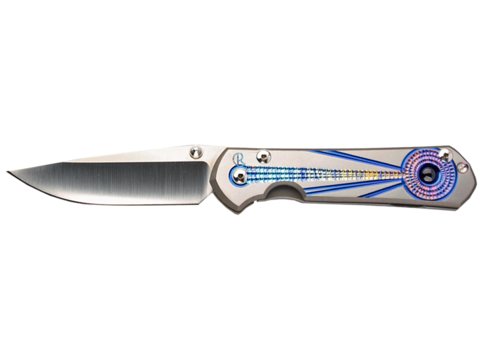 Складной нож Chris Reeve Large Sebenza 21 Unique Graphics Blue Sapphire Cabochon, сталь CPM-S35VN, рукоять титан от Ножиков