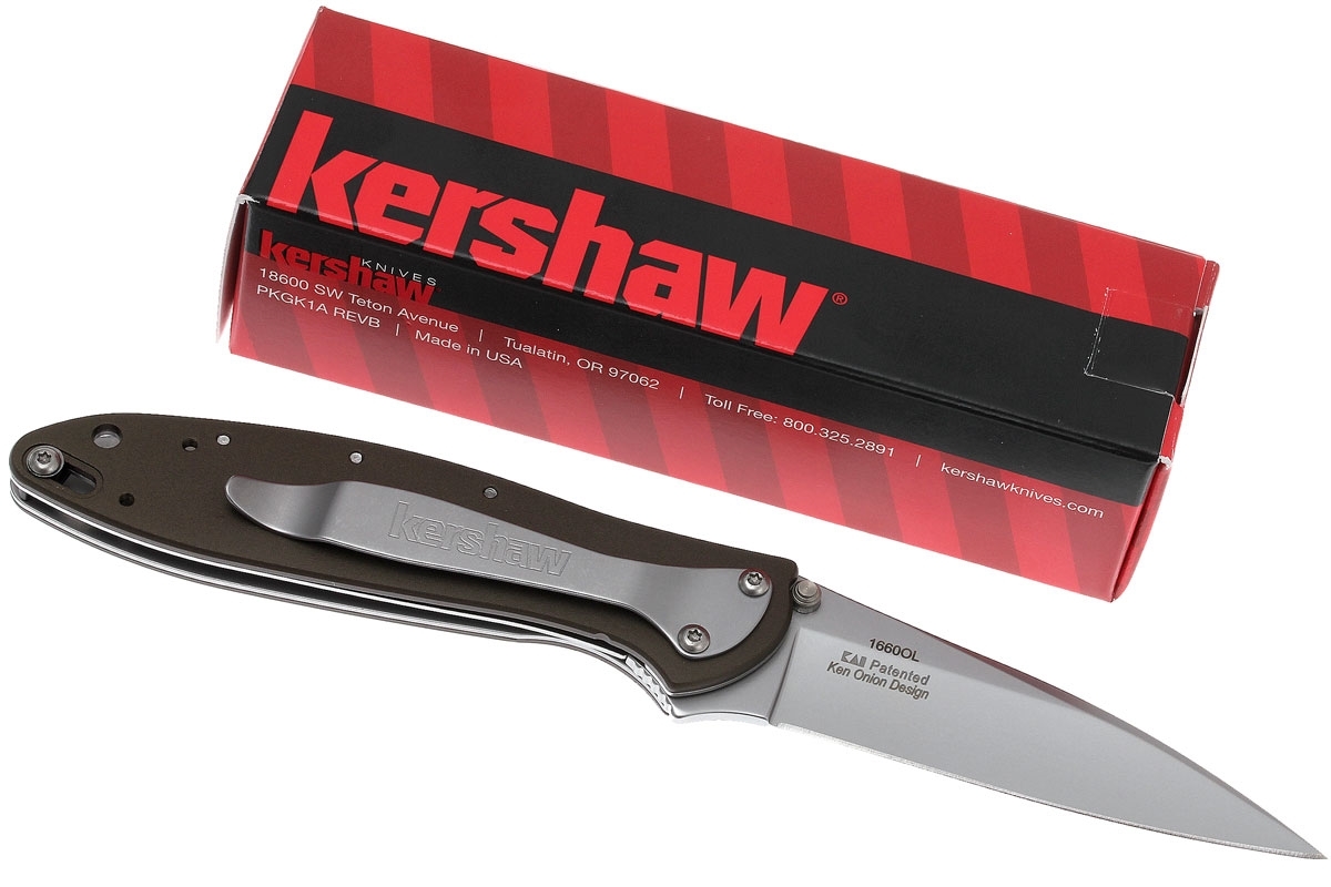 Складной нож Leek - Kershaw 1660OL, сталь Sandvik™ 14C28N, рукоять анодированный алюминий оливкового цвета - фото 10