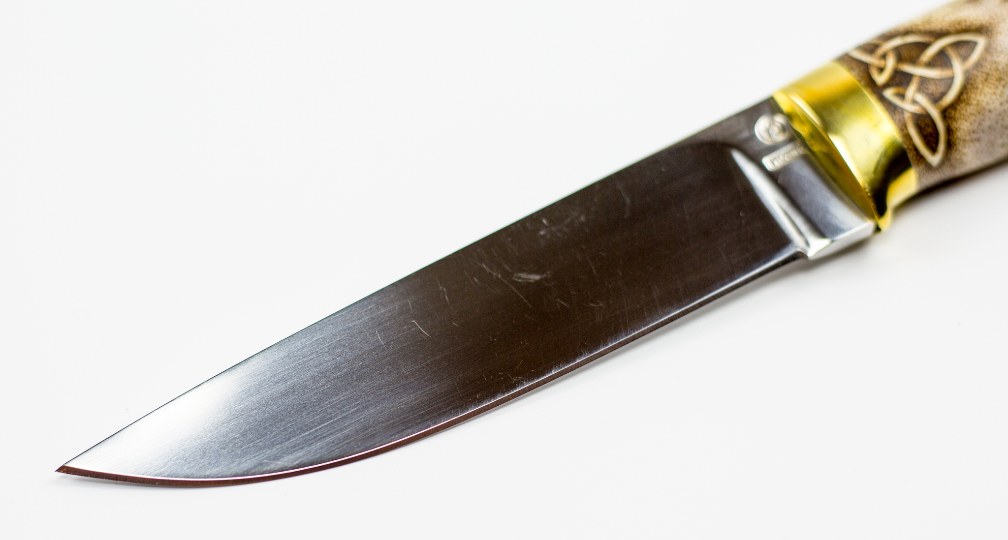 фото Нож грибник, сталь 110х18, рукоять рог ножи крутова