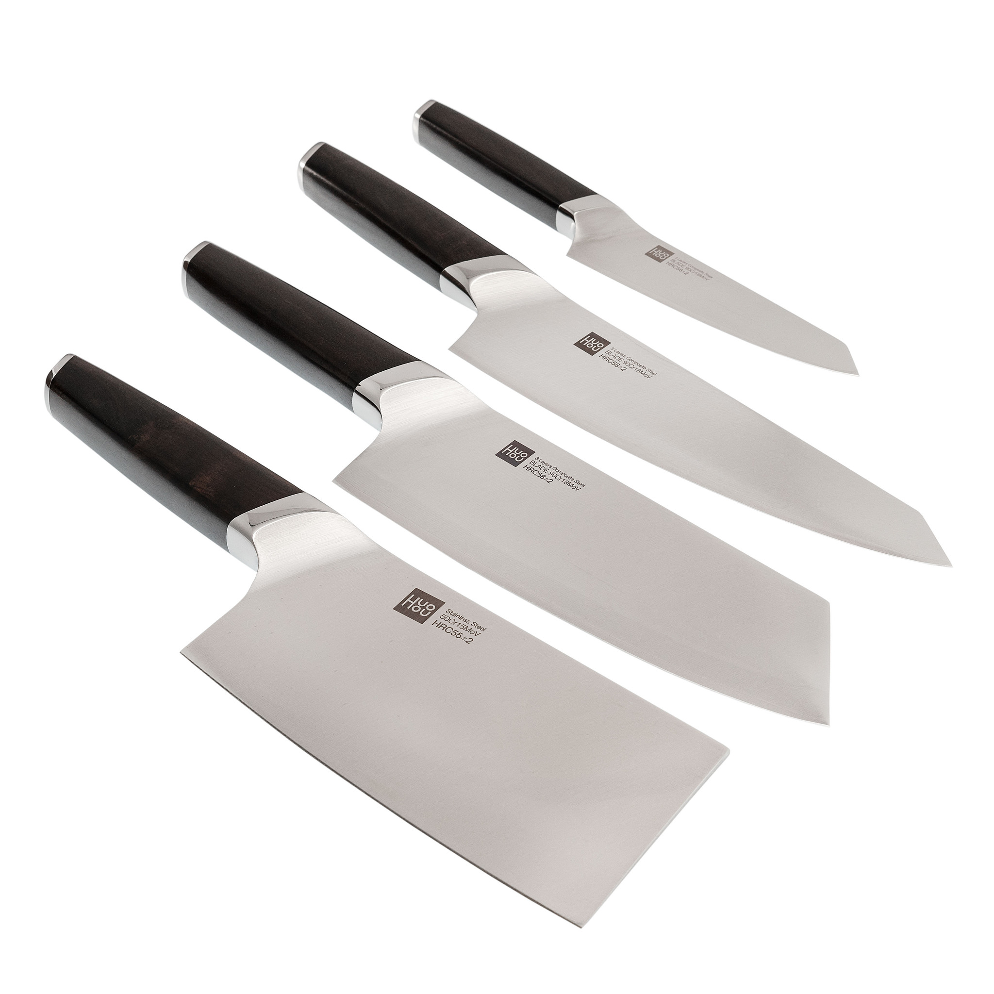 фото Набор кухонных ножей на подставке xiaomi huohou composite steel kitchen knife set