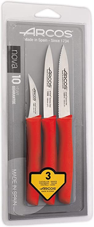 Набор из 3-х кухонных ножей для чистки и нарезки овощей Nova ARCOS, красный - фото 2