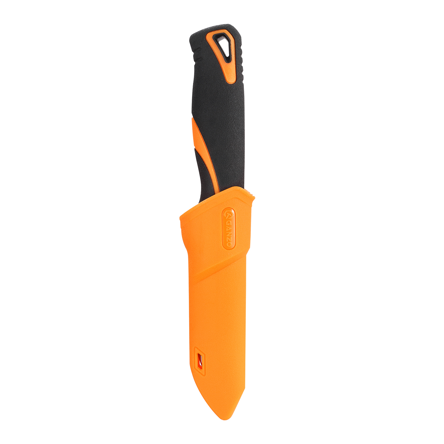 Нож Ganzo Fixed/Case, сталь 9Cr14Mov, рукоять прорезиненный пластик, чернo-оранжевый - фото 3