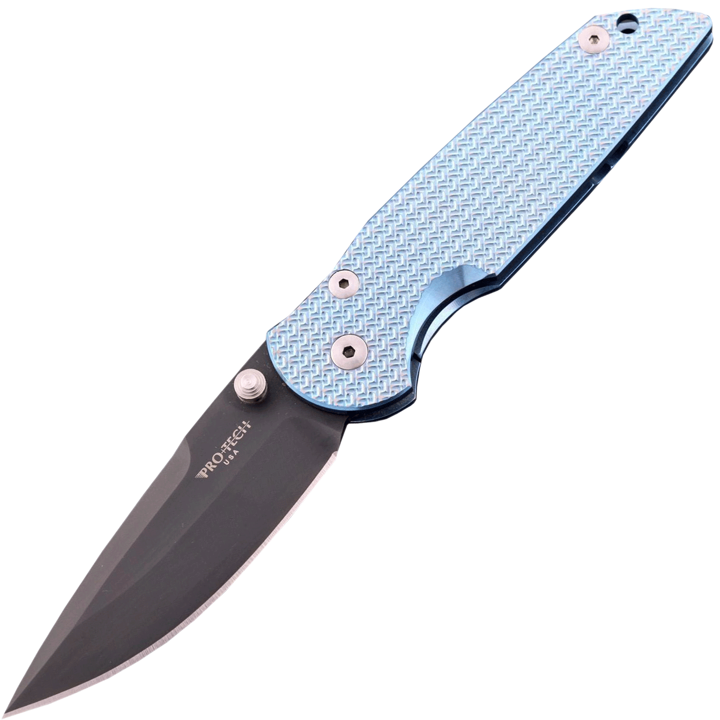 фото Складной нож pro-tech tr-3 manual, сталь s35vn, рукоять голубой титановый сплав