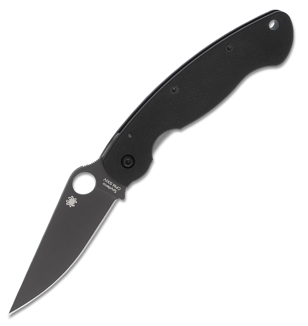 Нож складной Military™ Model - Spyderco C36GPBK, сталь Crucible CPM® S30V™ Black DLC coated Plain, рукоять стеклотекстолит G10, чёрный