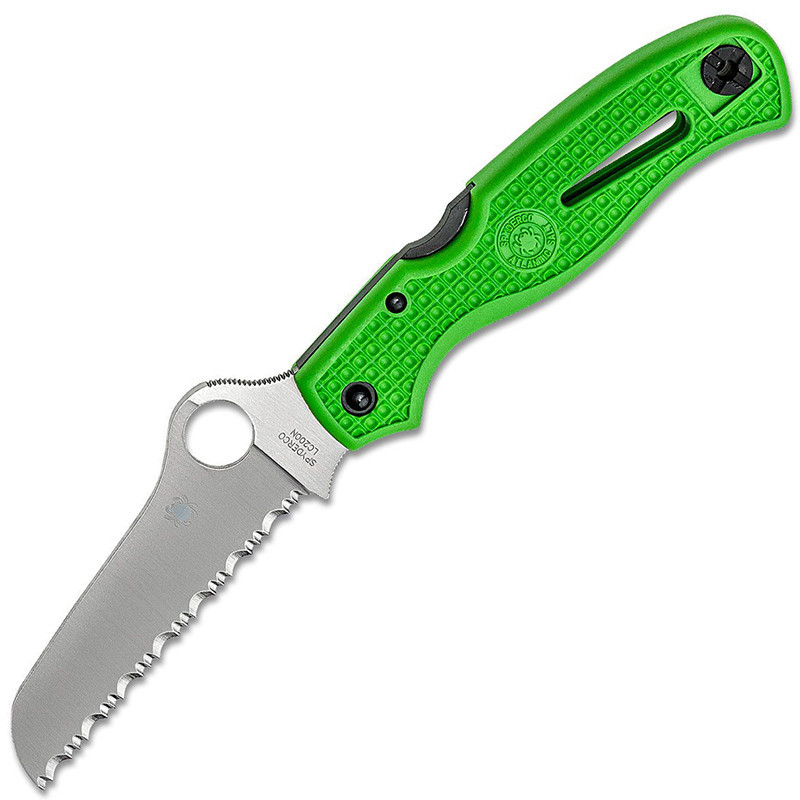 Нож складной Spyderco Atlantic Salt Serrated, сталь LC200N, рукоять Green FRN