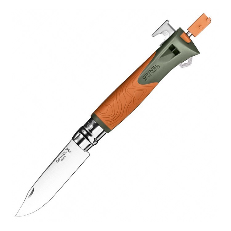 Складной нож Opinel №12 Explore, нержавеющая сталь Sandvick 12C27, рукоять термопластик, оранжевый