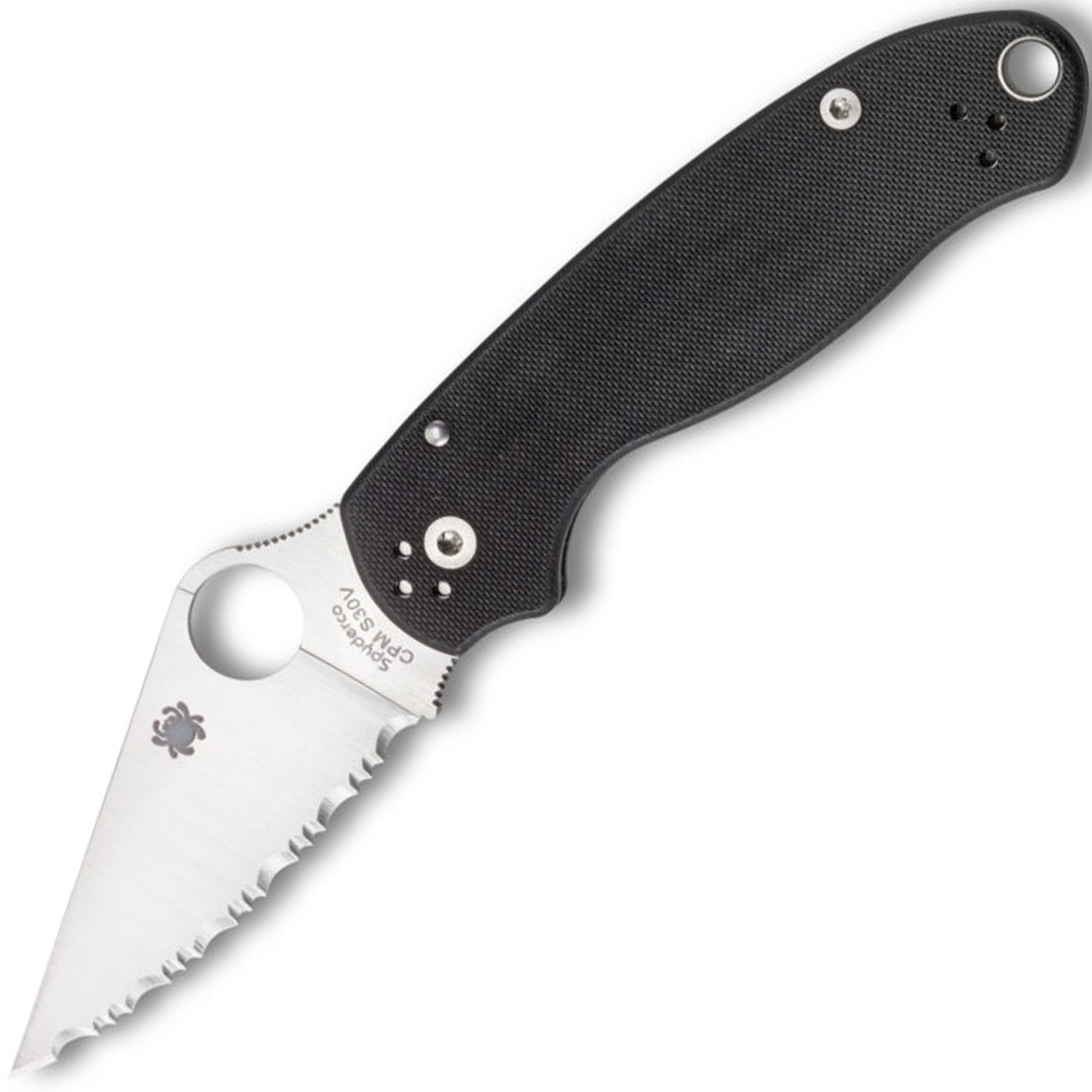 Нож складной Para 3 - Spyderco 223GS, сталь Crucible CPM® S30V™ Satin Serrated, рукоять стеклотекстолит G10, чёрный - фото 1