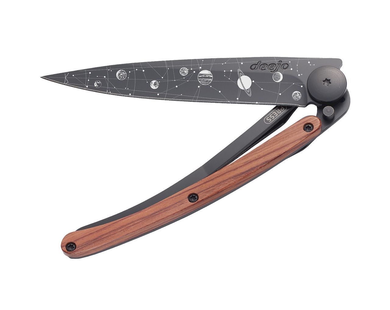 Складной нож Deejo Astro Black 37g, Coral wood