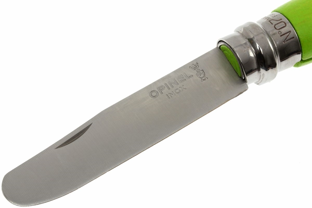 фото Складной нож opinel №7 my first opinel green-apple, закругленное острие, sandvik 12c27, рукоять берёза, зеленый