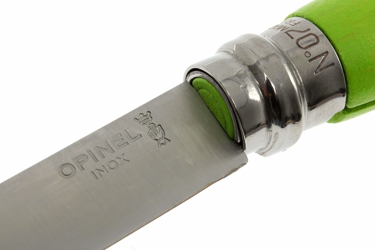 Складной нож Opinel №7 My First Opinel Green-Apple, закругленное острие, Sandvik 12C27, рукоять берёза, зеленый - фото 4