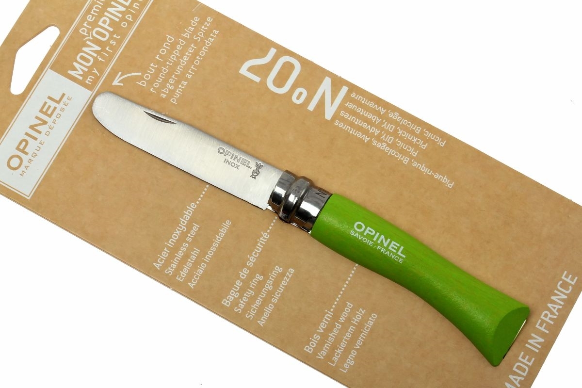 Складной нож Opinel №7 My First Opinel Green-Apple, закругленное острие, Sandvik 12C27, рукоять берёза, зеленый - фото 7