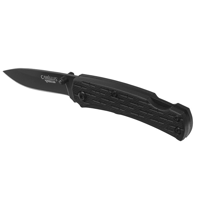 фото Нож с фиксированным клинком camillus camlite mini folding, сталь 440а, рукоять термопластик grn, чёрный
