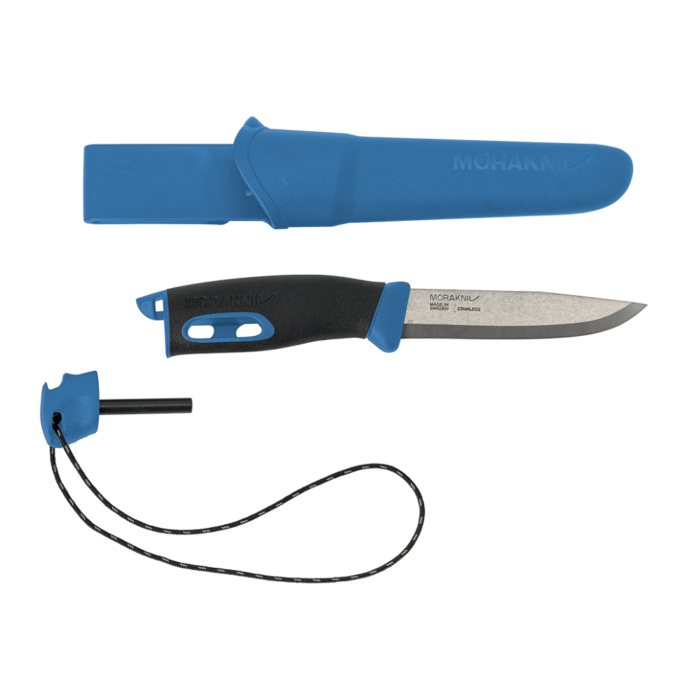 Нож с фиксированным лезвием Morakniv Companion Spark (S) Blue, сталь Sandvik 12C27, рукоять резина/пластик