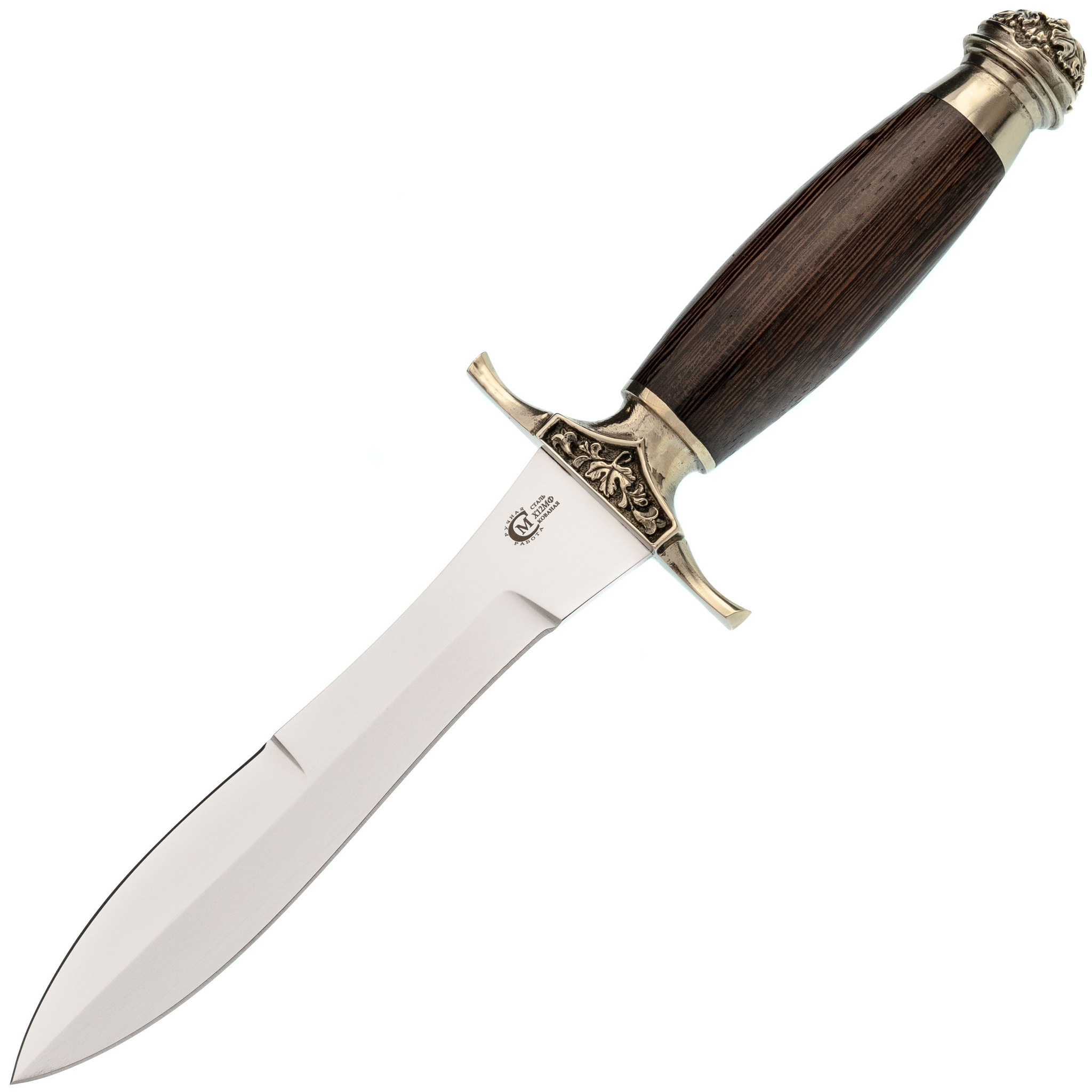 Нож  «АДМИРАЛ» Х12МФ, с  рукоятью из черного дерева и мельхиора