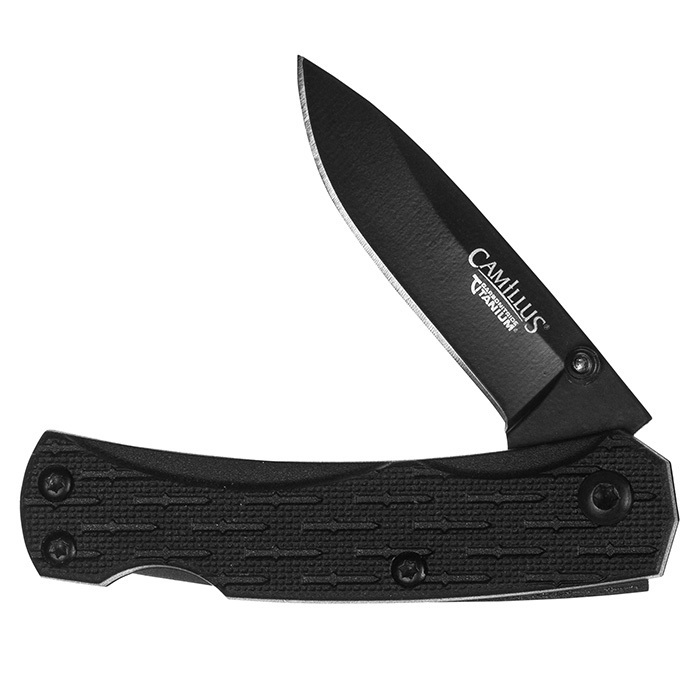 фото Нож с фиксированным клинком camillus camlite mini folding, сталь 440а, рукоять термопластик grn, чёрный