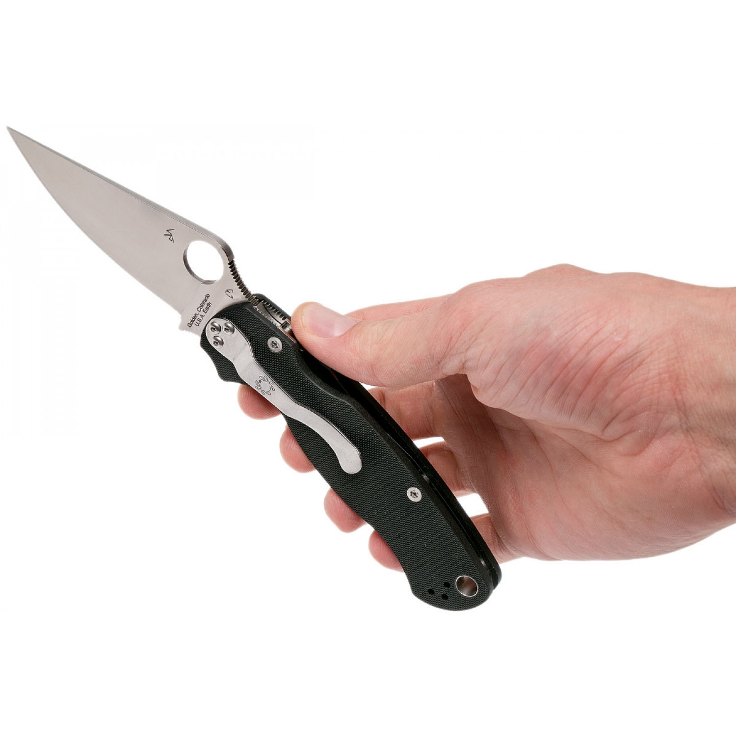 Нож складной Para Military 2 Left Hand - Spyderco 81GPLE2, сталь CPM® S30V Satin Plain, рукоять стеклотекстолит G10, чёрный от Ножиков