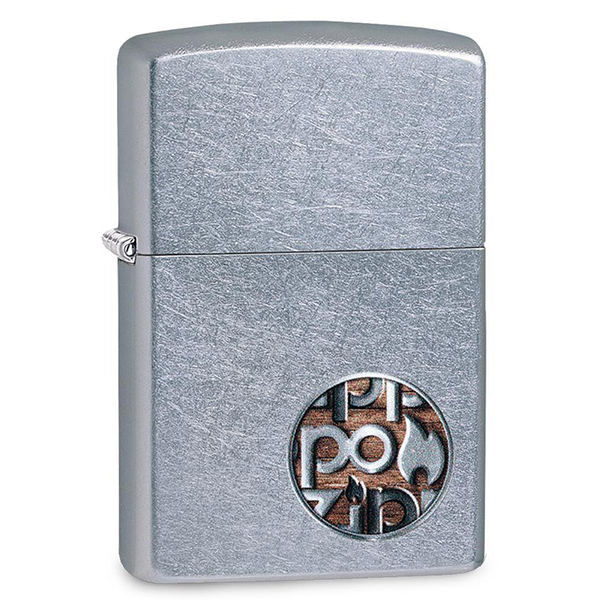 Зажигалка ZIPPO Button с покрытием Street Chrome™, латунь/сталь, серебристая, матовая, 36x12x56 мм