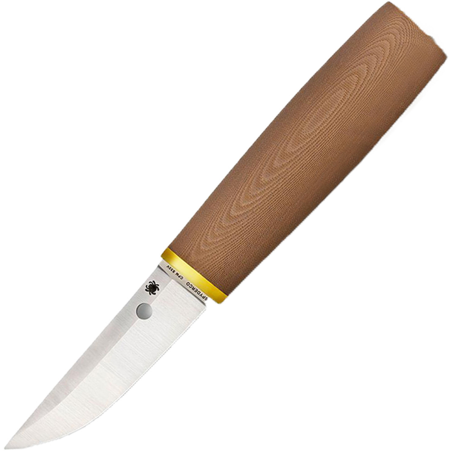 фото Нож с фиксированным клинком puukko - spyderco fb28gbnp, сталь crucible cpm® s30v™ satin plain, рукоять стеклотекстолит g10, коричневый