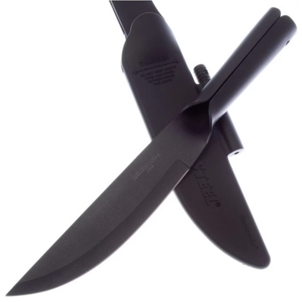 Нож с фиксированным клинком Cold Steel Bushman, сталь SK-5, рукоять сталь, black клипса для ножен cold steel sacla c clip large secure ex