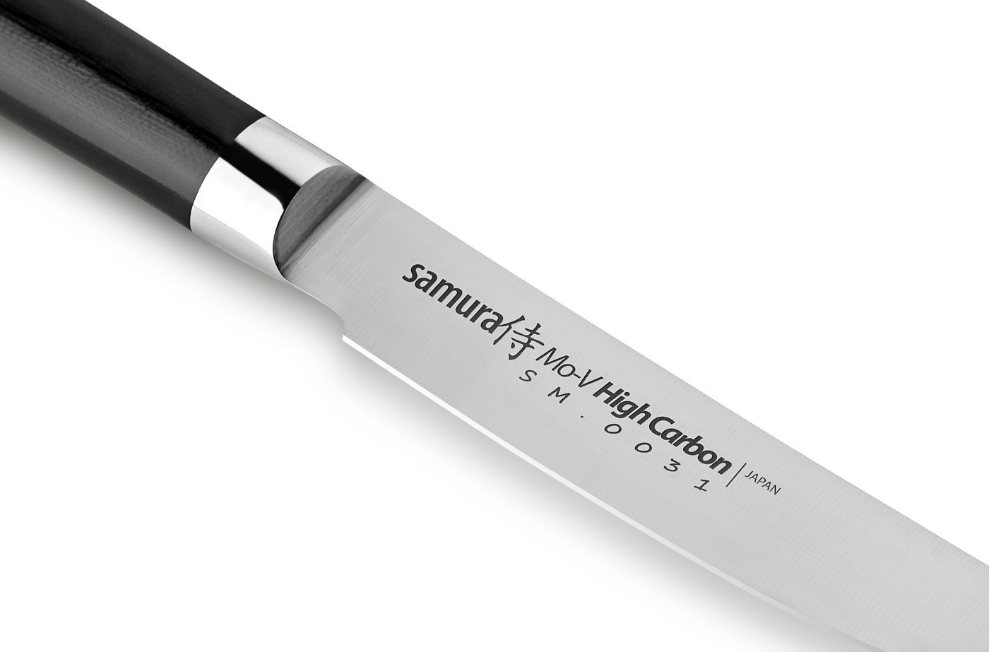 фото Нож кухонный "samura mo-v" для стейка - sm-0031, сталь aus-8, рукоять g10, 120 мм