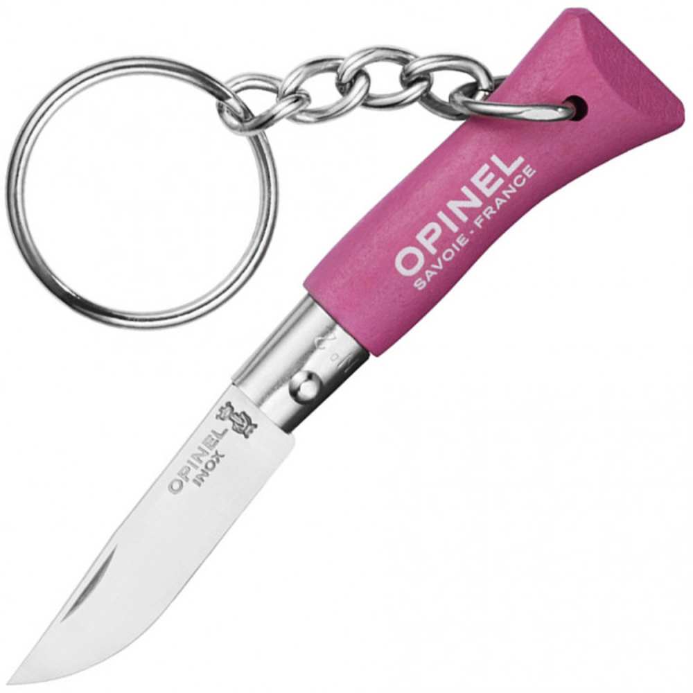 фото Складной нож-брелок opinel №2, нержавеющая сталь sandvik 12c27, бук, 001842, розовый