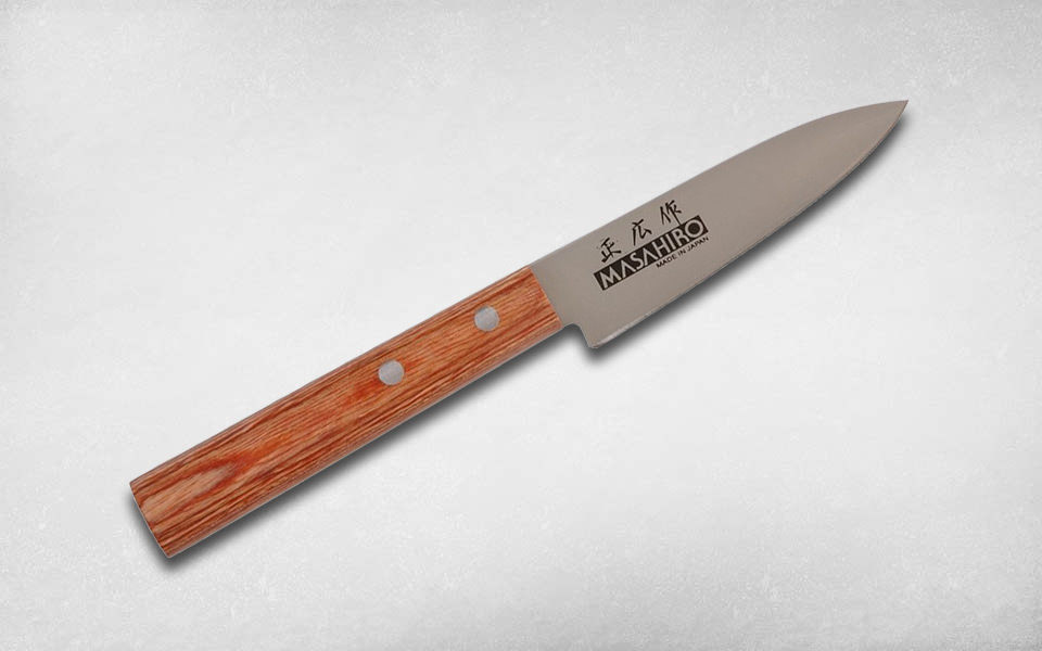Нож кухонный для овощей Sankei 90 мм, Masahiro, 35924, сталь AUS-8, стабилизированная древесина, коричневый