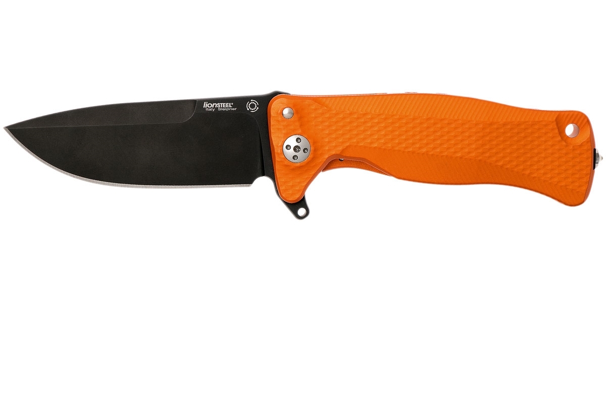 фото Нож складной lionsteel sr11a ob orange, сталь uddeholm sleipner® black finish, рукоять алюминий (solid®), оранжевый lion steel
