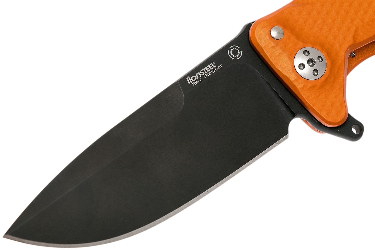 Нож складной LionSteel SR11A OB ORANGE, сталь Uddeholm Sleipner® Black Finish, рукоять алюминий (Solid®), оранжевый - фото 7