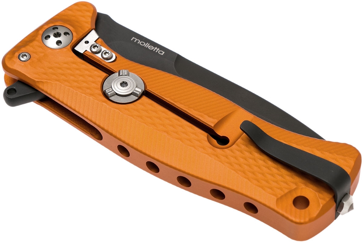Нож складной LionSteel SR11A OB ORANGE, сталь Uddeholm Sleipner® Black Finish, рукоять алюминий (Solid®), оранжевый - фото 5