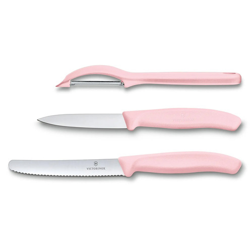 Набор - два ножа и овощечистка Victorinox, розовый от Ножиков