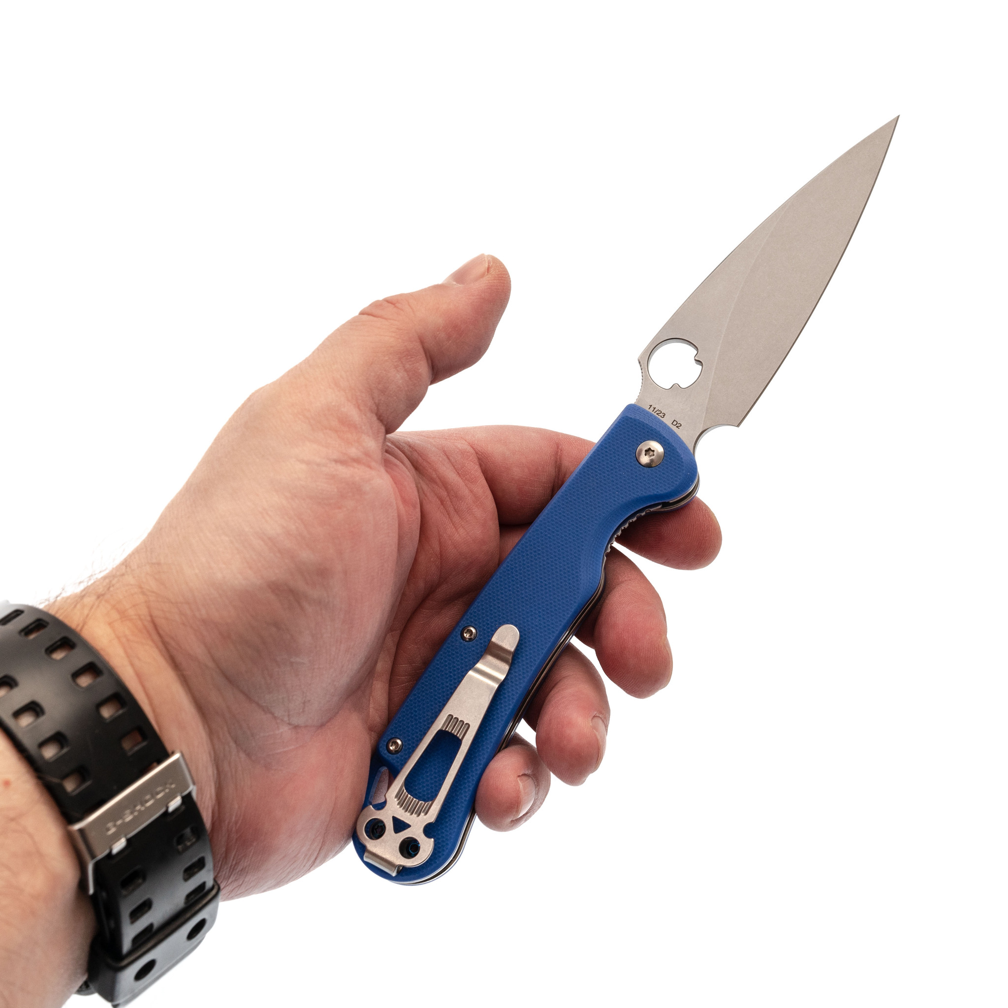 Складной нож Daggerr Sting Blue SW, сталь D2, рукоять G10 - фото 7