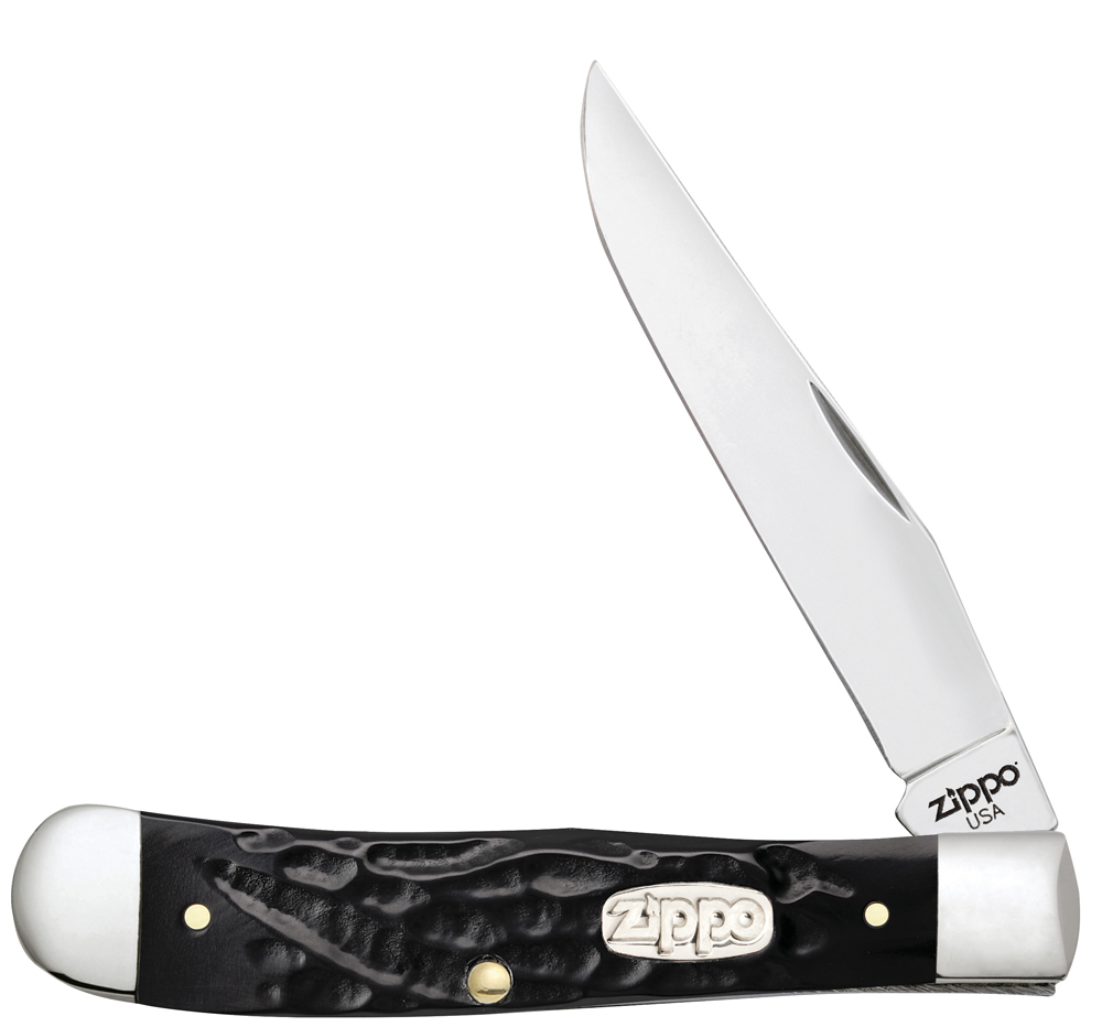 Нож перочинный ZIPPO Rough Black Synthetic Trapper, 105 мм, чёрный + ЗАЖИГАЛКА ZIPPO 207