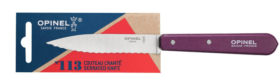 Нож столовый Opinel №113, деревянная рукоять, блистер, нержавеющая сталь, сливовый от Ножиков