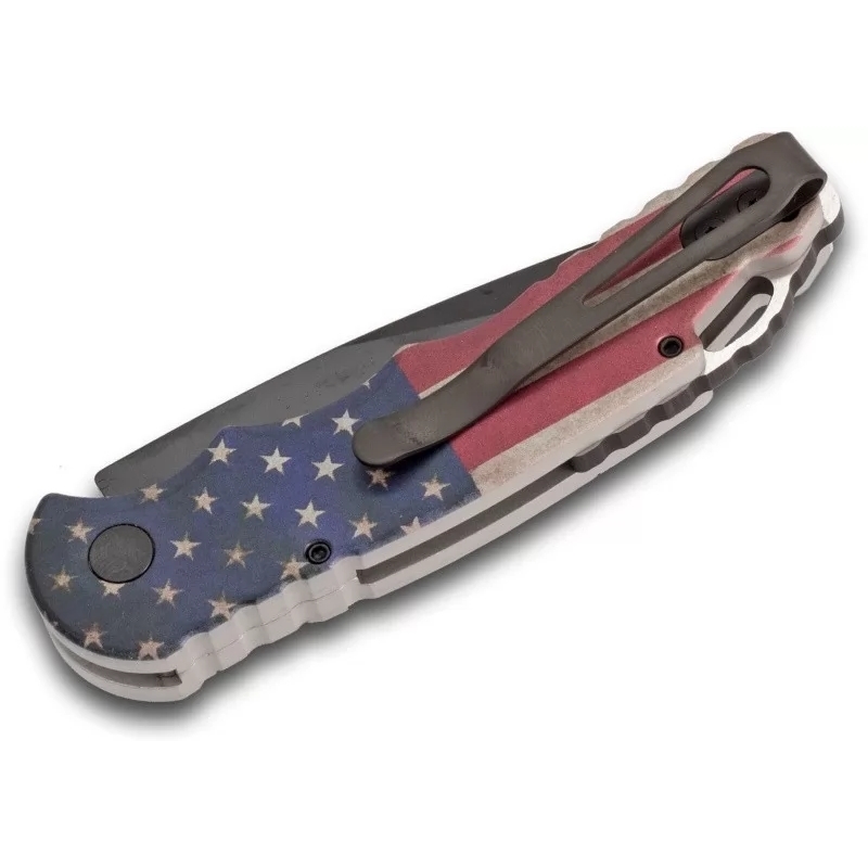 Автоматический складной нож Pro-Tech TR-5 Auto, сталь S35VN, рукоять алюминий, рисунок флаг USA - фото 3