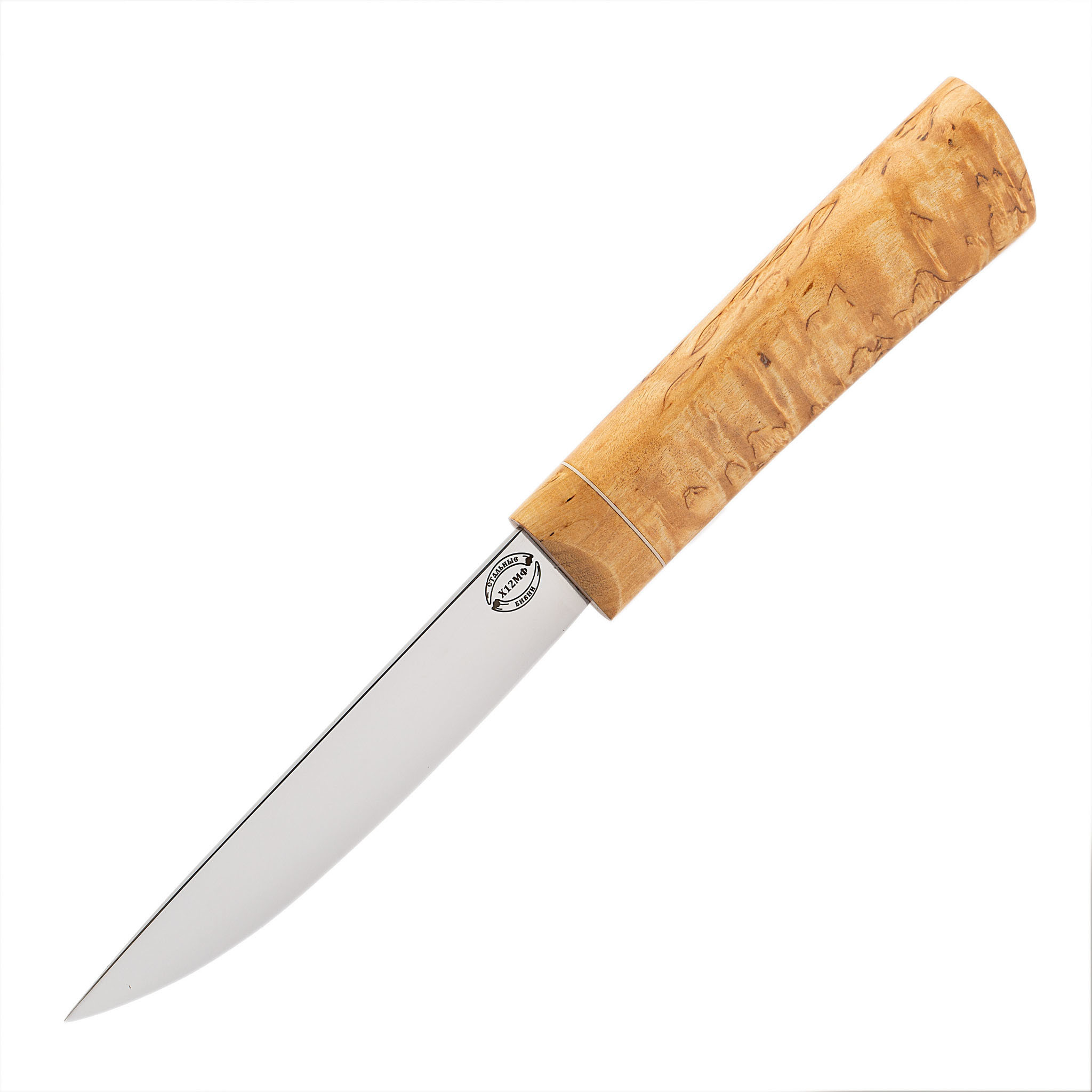 Нож Якутский средний, сталь Х12 МФ, рукоять карельская береза