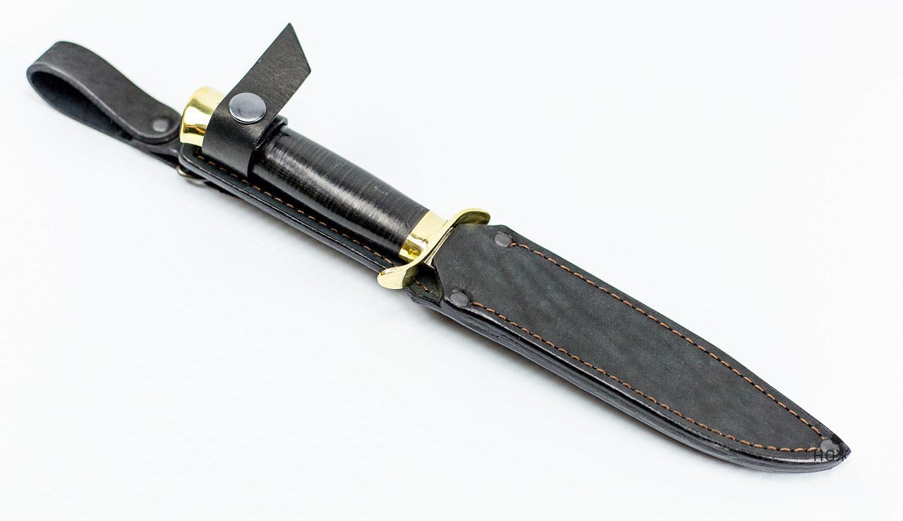 Нож Разведчика 95х18, с тыльником и кожаной рукоятью - фото 4