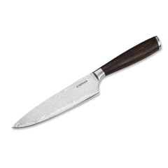 Фото Поварской кухонный шеф нож Boker Meisterklinge Damast Chef's Knife Small, сталь дамаск, рукоять дуб