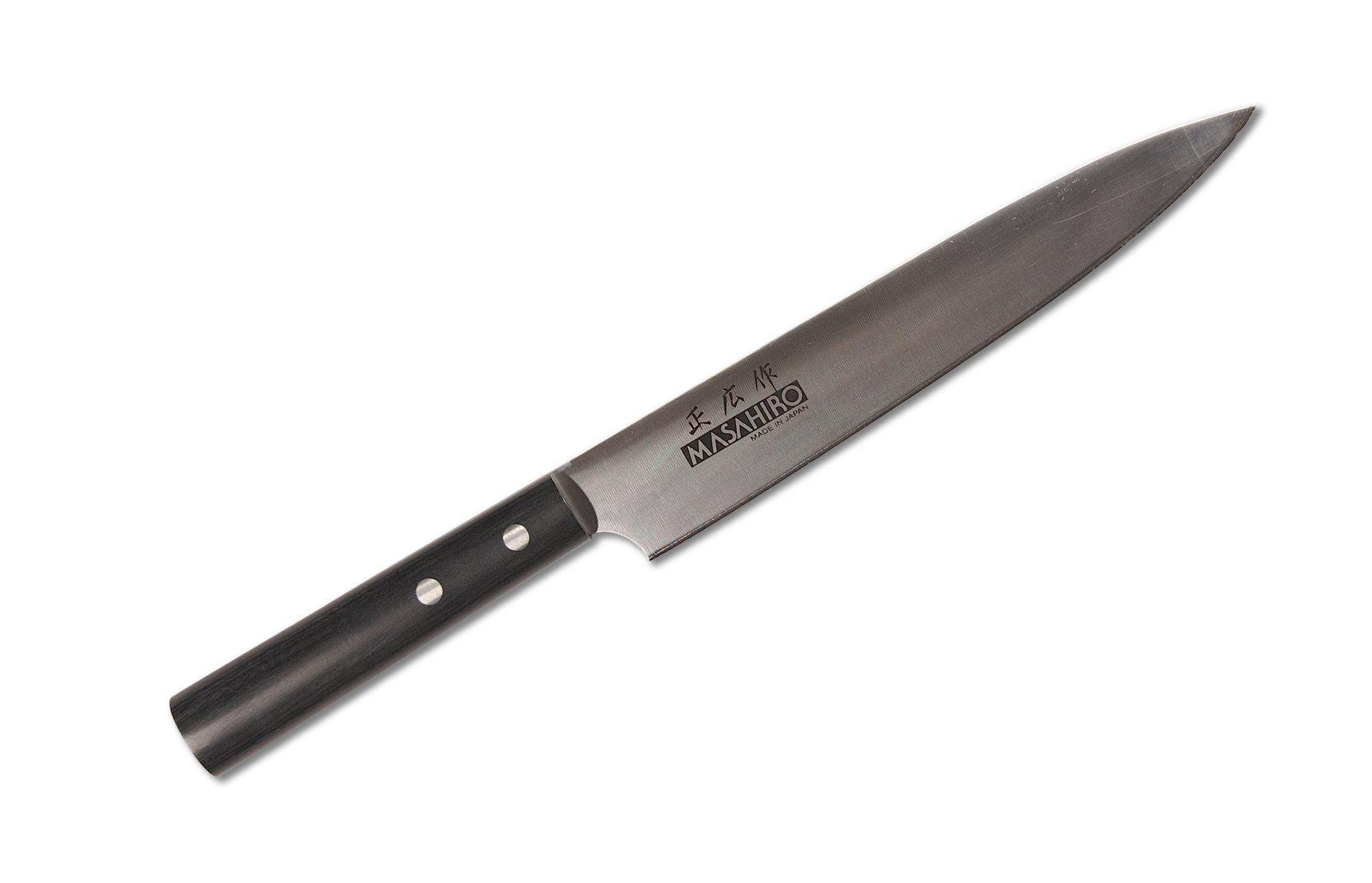 Кухонный нож слайсер для тонкой нарезки, Masahiro, сталь AUS-8, древесина