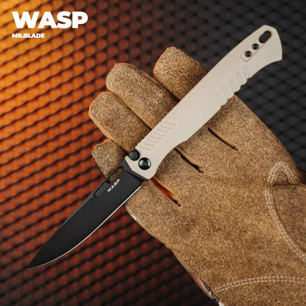 

Складной нож Mr.Blade Wasp Tan, сталь D2, BW, рукоять песочный G-10
