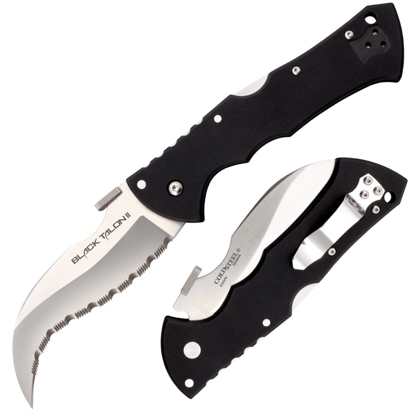 Складной нож Black Talon II Serrated Edge - Cold Steel 22BS, сталь CPM-S35VN, рукоять G-10 нож с фиксированным клинком 39 09 ordinanza c o f s single edge сталь bhler n690 рукоять пластик