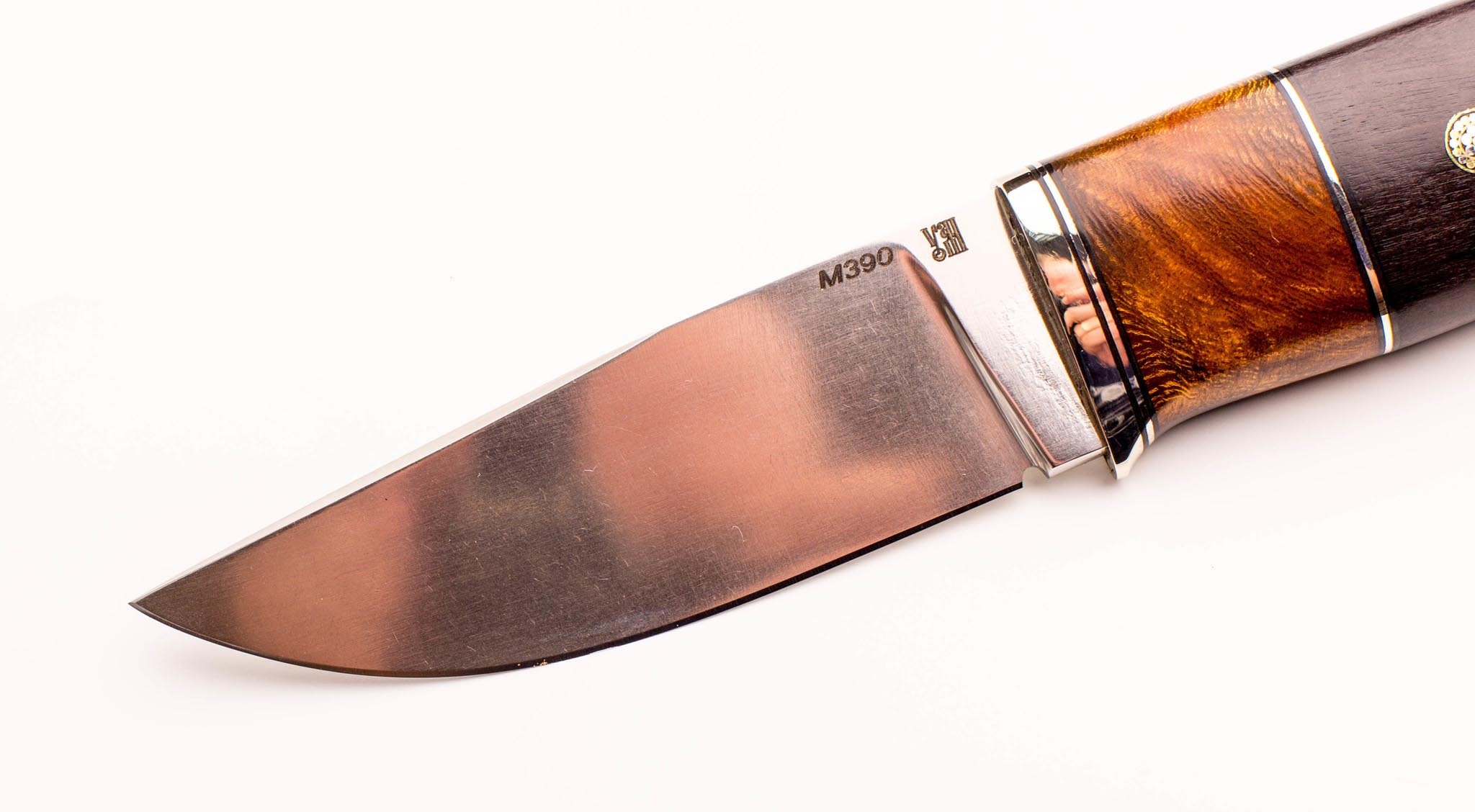 Нож Охотник 2, сталь M390, рукоять граб, вставка железное дерево - фото 3