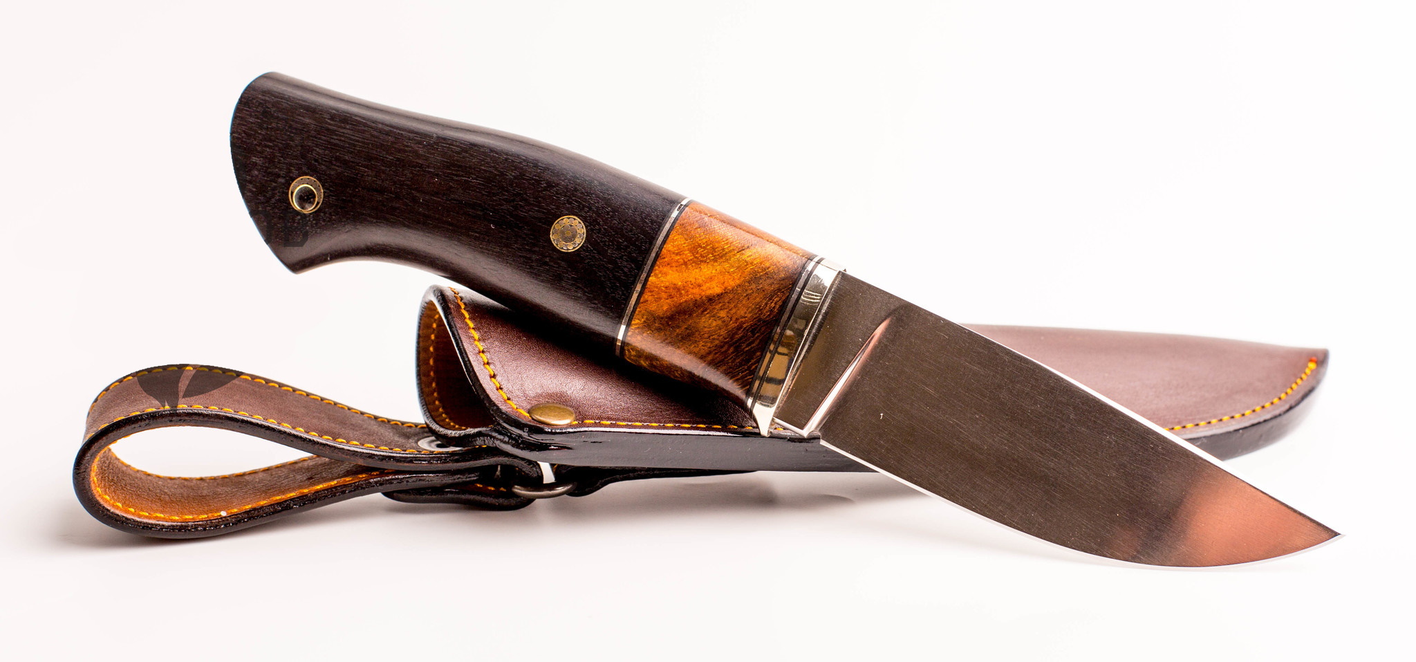 Нож Охотник 2, сталь M390, рукоять граб, вставка железное дерево - фото 4