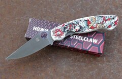Фото Складной нож Steelclaw Боец-3, сталь VG-10, рукоять G10, белый, рисунок
