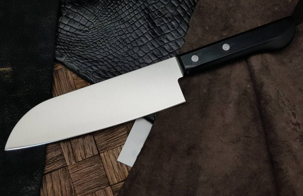 фото Нож кухонный сантоку shimomura, сталь молибден ванадиевая, рукоять пластик abs