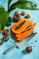 Фото Поварской кухонный шеф-нож Samura Bamboo 24 см, сталь Aus 8, рукоять нержавеющая сталь