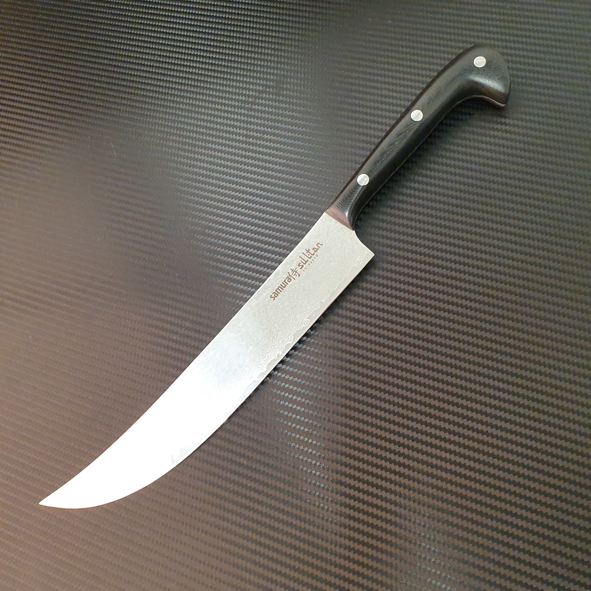 Нож кухонный Samura Sultan пчак, сталь дамаск, G10, 210 мм, черный от Ножиков