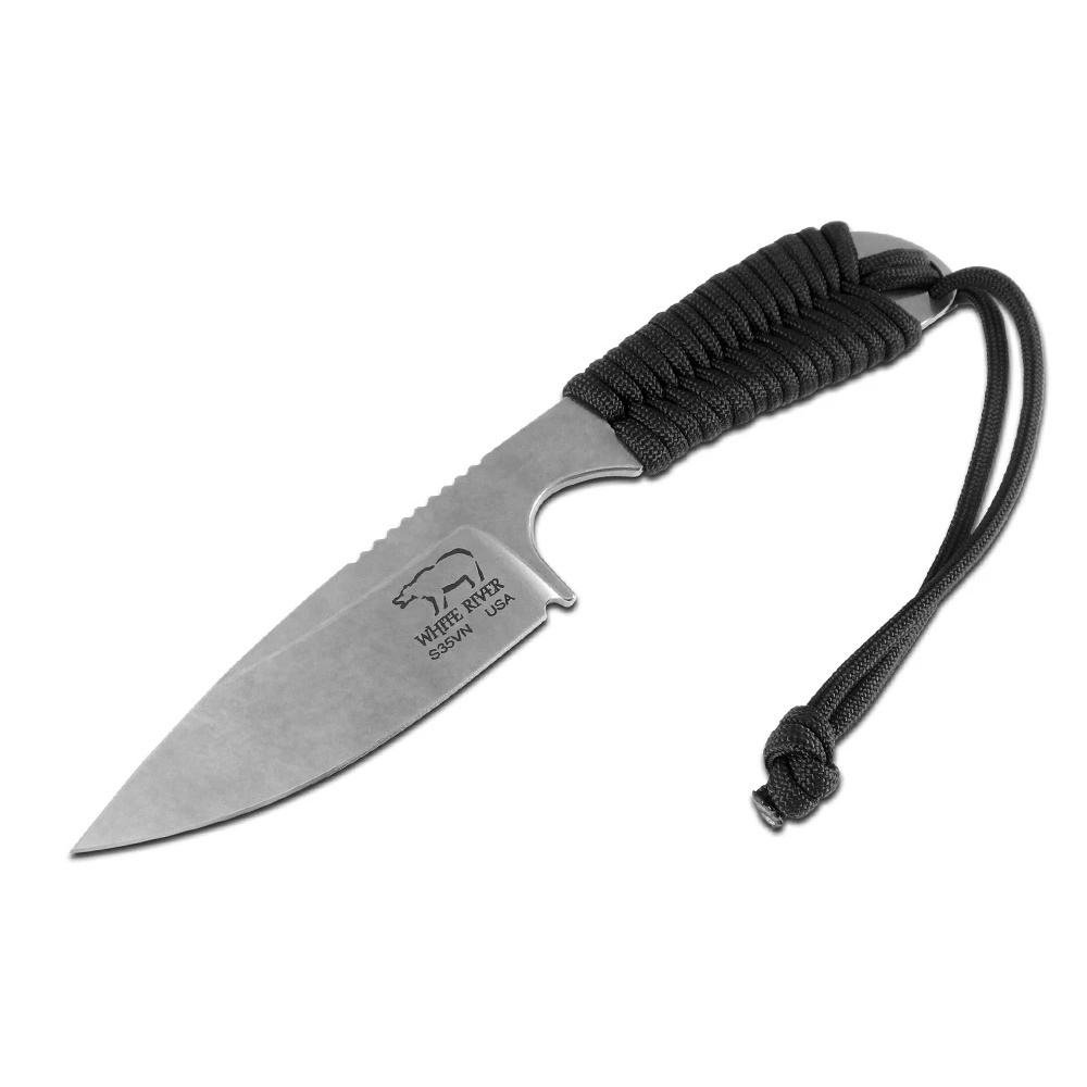 Нож White River M1 Backpacker StoneWash, сталь CPM S35VN, рукоять черная оплетка