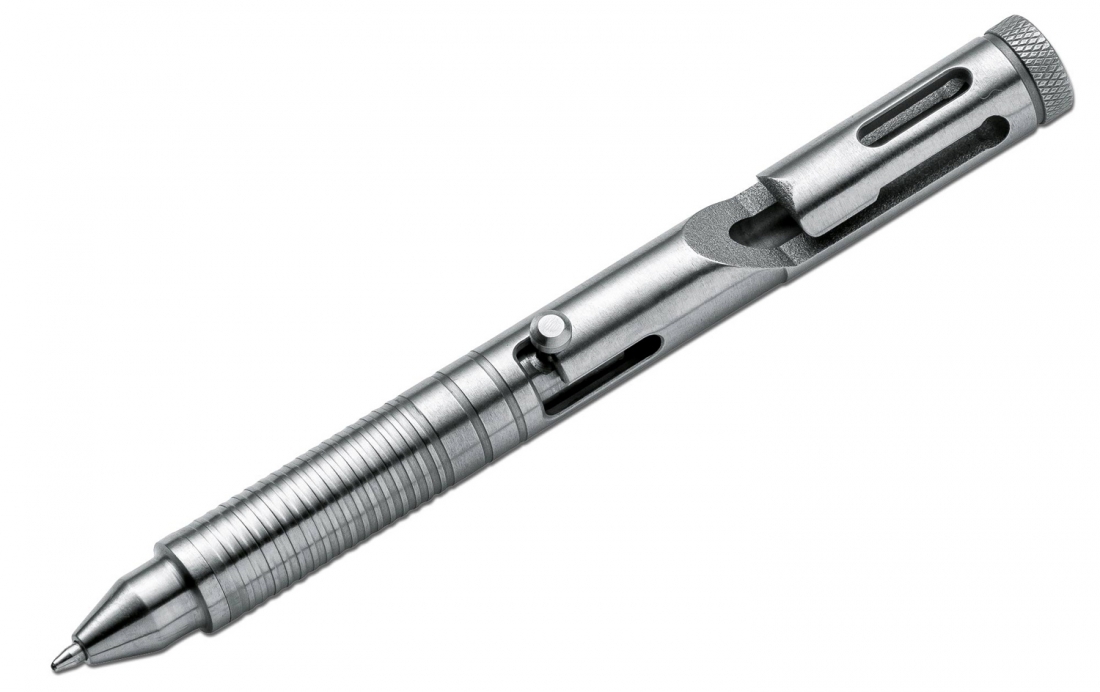 Тактическая ручка Cal .45 CID (Clip-Integrated-Design) Titanium, Boker Plus 09BO089, серебристая. Фото №2