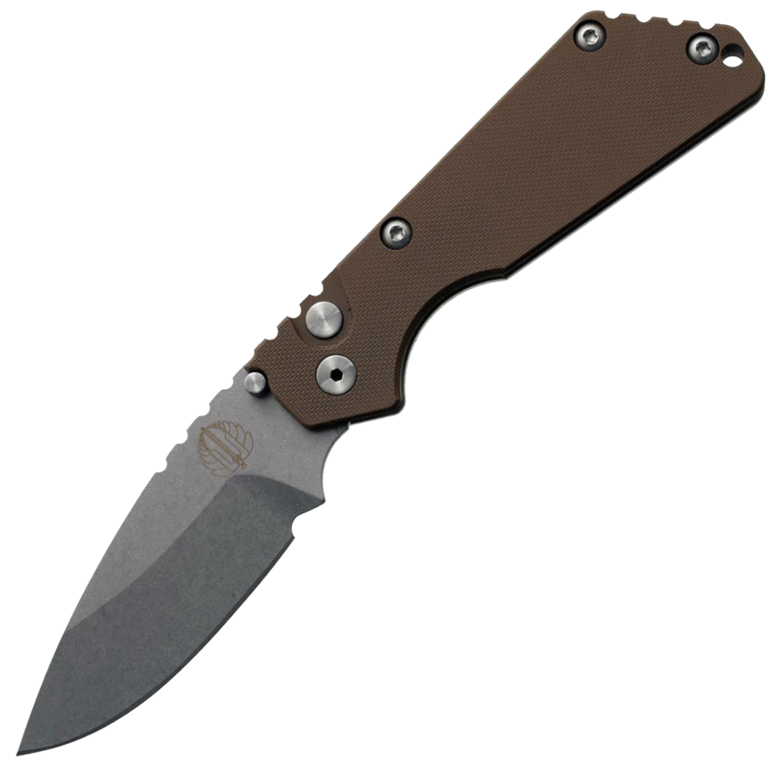 Автоматический складной нож Pro-Tech Pro-Strider SnG Auto, клинок Stonewash, сталь 154CM, рукоять сталь/коричневый G10 - фото 1